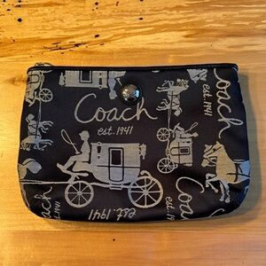 Coach Black and Gold Carriage Print Pouch